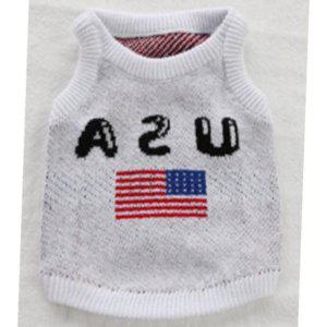 강아지 포인트 확장형 패턴 니트 나시티 USA 1P 가을 티셔츠