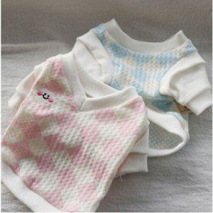 구름 강아지 적인 체크 조끼 티셔츠 핑크 3XL 1P 맨투맨