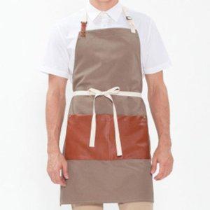 라이트카키 요리 주방 공방 목걸이형 레자포켓 앞치마