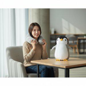 휴대용 U자형 여행용 자동차용 펭귄 캐릭터 목받침 쿠션