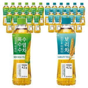 롯데 더하다 옥수수수염차 500ml 12개+보리차 500ML 12개(총 24개)