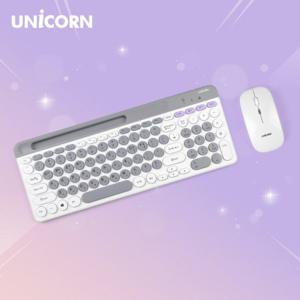 유니콘 블루투스 이쁜 무선키보드마우스세트 저소음 듀얼모드 멤브레인 멀티페어링 BK-600SB