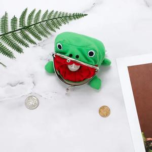귀여운 애니메이션 개구리 지갑 동전 지갑 키스 잠금 동전 지갑 여성을위한 재미있는 플러시 개구리 모양 작은 물건 돈 가방 액세서리