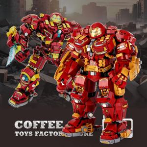 슈퍼 히어로 메카 DIY 빌딩 블록 영화 Mech 영웅 3D 모델 갑옷 철 로봇 MOC 벽돌 장난감 성인 키즈 소년 크리스마스 선물