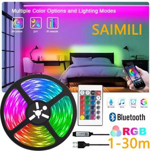 1-30M USB 5V LED 스트립 조명 블루투스 24키 원격 제어 RGB 유연한 램프 다이오드 테이프 룸 장식용 TV 백라이트