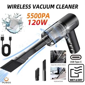 가정용 및 차량용 1pc 무선 진공 청소기 이중 용도 120W 고출력 강력한 진공 청소기 블랙
