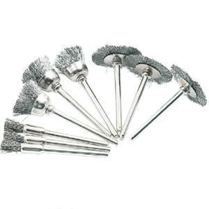 9Pcs 미니 스틸 와이어 브러시 드릴 로타리 도구 청소 브러시 ​​휠 금속 녹 제거 연마 디스크