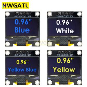 HWGATL 아두이노용 12864 LCD 스크린 보드, OLED SSD1306, 화이트, 블루, 옐로우, 128X64 IIC I2C 직렬 디스플레이 모듈, 0.96 인치
