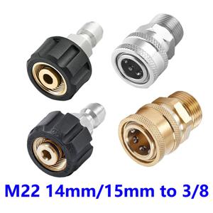 도구 일일 압력 와셔 어댑터 세트 빠른 연결 피팅 M22 15mm 또는 14mm ~ 3/8 압력 와셔 호스 용 플러그 5000 PSI