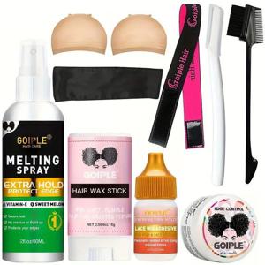 GOIPLE 초보자 레이스 가발 스타일링 제품, 오래 지속되는 마감 왁스 스틱 및 엣지 컨트롤 젤 가발 본딩 접착제 스몰 사이즈 키트