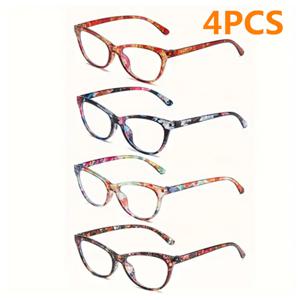 4pcs 안티 블루 라이트 독서 안경 초경량 TR90 스포츠 노안 안경 여성 남성 원거리 시력 광학 안경 디옵터