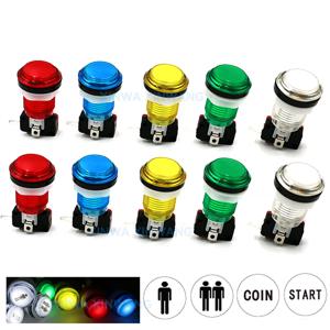 키트 아케이드 DIY 33mm LED 푸시 버튼 제로 지연 보드 부품 용 마이크로 스위치가있는 12V 라이트 클리어 캡 크레인 클로 스윙 머신