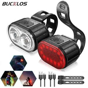 BUCKLOS 자전거 조명 전조등 및 후미등 자전거 램프 LED 사이클링 라이트 자전거 플래시라이트 자전거 전방 후미등 랜턴