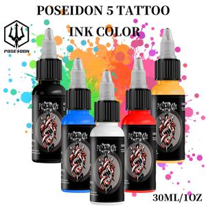 30ML 포세이돈 타투 잉크 신제품 5색 전문가용 타투 색소 영구 바디 아트 색소 타투 잉크 타투 용품
