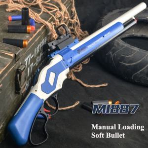 M1887 윈체스터 소프트 총알 장난감 탄피 배출 투척 건 블래스터 플라스틱 수동 발사기 모델 (어린이 및 성인용)