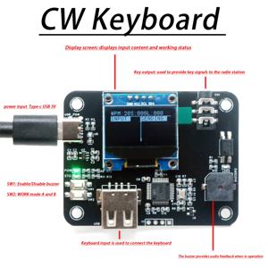 햄 라디오 CW 연습 및 송신 키보드 OLED 디스플레이 및 USB 포함, 아마추어 라디오 훈련용 모스 부호 전자 키어