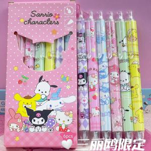 6 개 Sanrio 젤 펜 헬로 키티 멜로디 Kuromi Cinnamoroll Pochacco 학생 중립 볼펜 사무실 학교 용품 문구