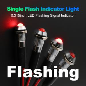 FILN 8mm 12V 24V 금속 LED 점멸 표시등 하이헤드 단일 플래시 신호 램프 파일럿 대시 방향 유선 레드 경고등