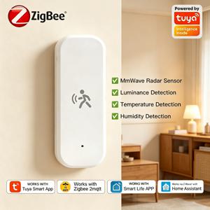 Zigbee 스마트 인간 모션 센서 4 in 1 MmWave 레이더 감지기 Tuya 온도 습도 휘도 센서 PIR 모션 대체