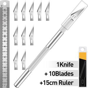 1 Pcs 공예 칼 취미 칼 Exacto 칼 11 Pcs 스테인레스 스틸 Exacto 블레이드 키트, 1pcs 강철 15CM 눈금자 예술,
