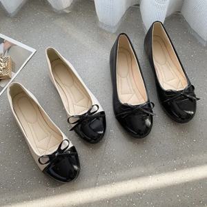 발레리나 어머니 신발 여성용 플랫 슈즈, 편안한 미끄럼 방지 로퍼, 가죽 플랫, 우아한 나비 매듭, 여성 싱글 슈즈