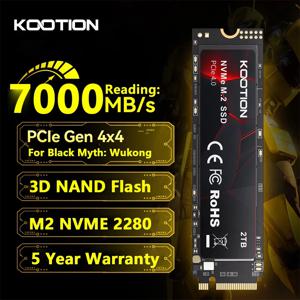 KOOTION SSD Nvme M2 1TB 2TB 4TB Gen4 NMVE 솔리드 스테이트 드라이브 PCIE 4.0X4 2280 내부 하드 디스크 M.2 SSD PS5 노트북 데스크탑용