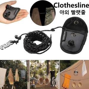 3M 야외 캠핑용 신축성 빨랫줄 (클립 12개 포함) 방풍 여행용 신축성 빨랫줄 양말줄 빨래 건조줄