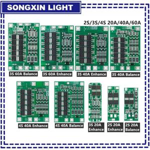 2S 3S 4S 20A 40A 60A 리튬 이온 리튬 배터리 충전기 보호 보드 18650 BMS 드릴 모터 11.1V 12V/14V 16.8V 강화/균형