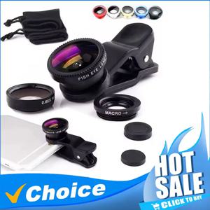 3 in 1 Fisheye 전화 렌즈 광각 줌 렌즈 Fish Eye 매크로 렌즈 모든 스마트 폰용 전화에 클립 렌즈가있는 카메라 키트