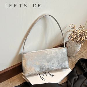 LEFTSIDE 여성용 소형 PU 가죽 디자인 스퀘어 언더암 숄더백 2025 신상 트렌디 크로스백 여성 핸드백 및 지갑