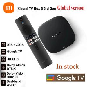 샤오미 TV 박스 S 3세대, 구글 TV 스마트 안드로이드 TV 박스, 4K UHD WIFI 6 32GB ROM, 돌비 비전 HDR10+ 구글 어시스턴트, BT5.2