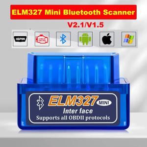 미니 ELM327 블루투스 OBD2 스캐너 코드 리더 V1.5/V2.1 자동차 진단 도구 엔진 점검 스캔 결함 감지기 16PIN 범용
