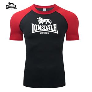 LONSDALE 러닝 탑 투톤 남성용 프린트 티셔츠 타이트한 스포츠 속옷 빠른 건조 스포츠 티셔츠 복싱 트레이닝 의류