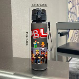 생생한 레고 장난감 패턴이 있는 3D 프린팅 560ML 물컵, 매일 사용을 위한 반투명 누수 방지 대용량 스타일리시 물컵