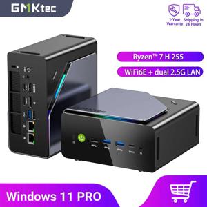 GMKtec K12 게이밍 미니 PC AMD Ryzen 7 H255(업그레이드된 8745HS) 듀얼 2.5G LAN 데스크탑 미니 컴퓨터 WiFi 6E/BT5.2 USB-C 베어본
