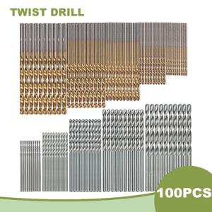 100pc 트위스트 드릴 1-3mm 핸드 전기 드릴 DIY 목공 드릴 티타늄 도금 자연 색상 드릴 비트 도구 액세서리 세트