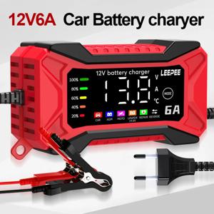 자동차 배터리 충전기 12V 6A 디지털 지능형 펄스 수리 디스플레이 과전압 보호 가정용 저장 배터리 충전