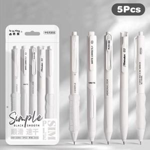 5개 미니멀리스트 투명 0.5mm 젤 펜 세트 대용량 빠른 건조 블랙 잉크 펜 패션 오피스 서명 펜