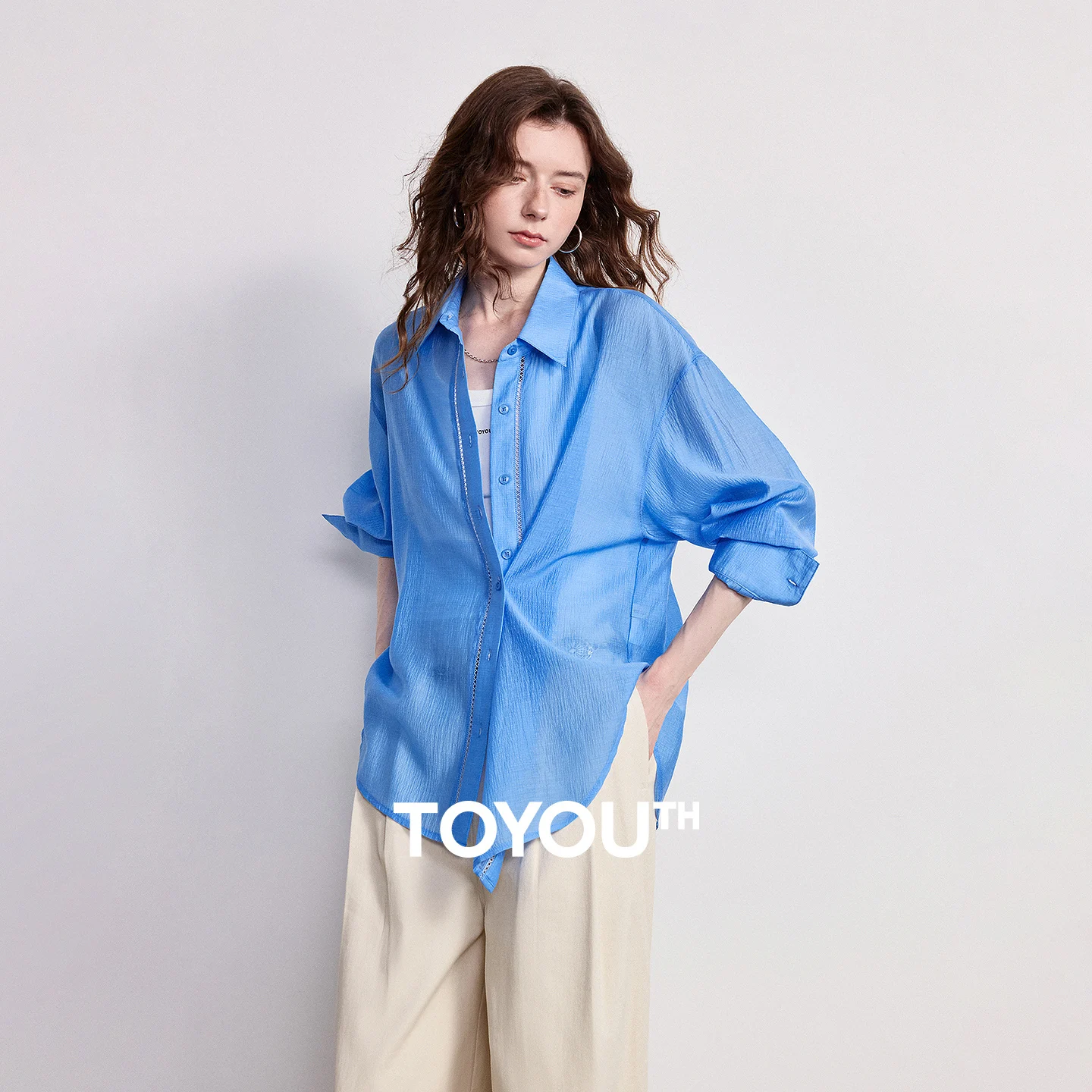 TOYOUTH 여성 셔츠 2026 봄 신상 리오셀 아세테이트 휴가용 통근 셔츠