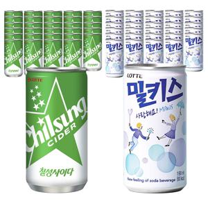 [롯데칠성음료] 밀키스190ml 30캔 + 사이다 190ml 30캔 총60캔 1BOX