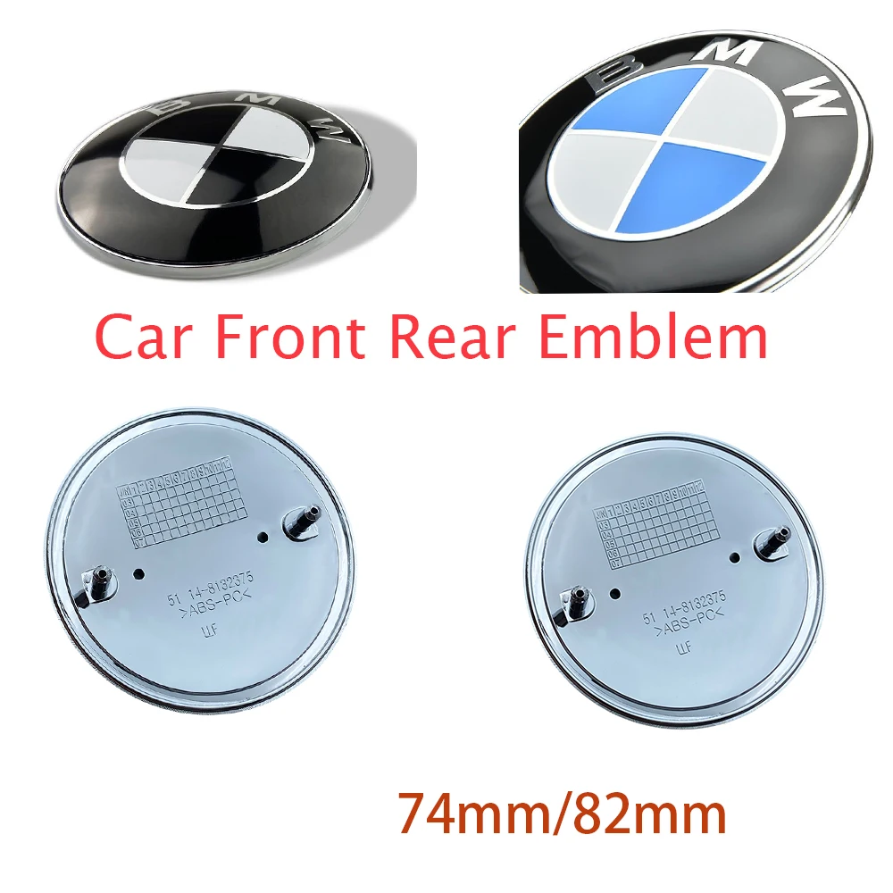 82mm 74mm 2개 크롬 베이스 앞뒤 트렁크 배지 후드 트렁크 엠블럼 로고 BMW E46 E39 E38 E90 E60 Z3 Z4 X5 X6 액세서리용