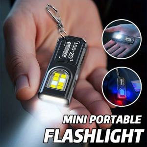 강력한 미니 COB LED 키체인 손전등 USB C 충전식 휴대용 작업등 방수 키링 캠핑 워킹 포켓 램프