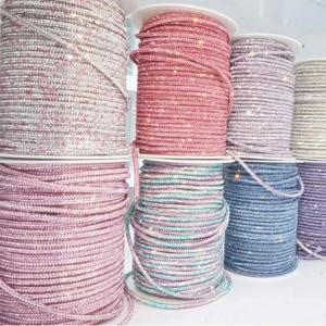 1/2/10야드 원형 라인스톤 꼬임 로프 4mm 크리스탈 줄 DIY 공예 아글렛 드로스트링 벨트 웨딩 선물 포장 레이스 장식