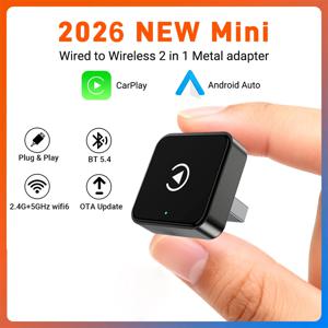 XUDA 2026 새로운 무선 카플레이 및 안드로이드 오토 2in1 스마트 미니 박스 WIFI BT 자동 연결 (도요타, 볼보, 벤츠, MG, 기아, 마쓰다, 포드용)