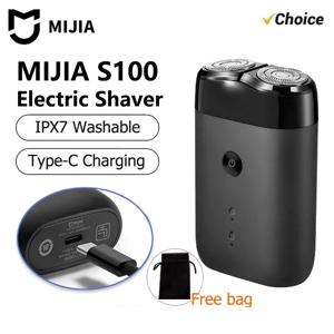 새로운 MIJIA 전기 면도기 S100 IPX7 방수 7200RPM 듀얼 플로팅 헤드 습식/건식 면도 타입-C 고속 충전 90분 USB 면도기 -CN