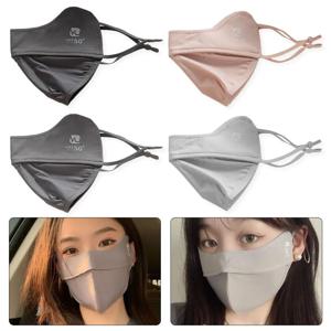 단색 자외선 차단 페이스 쉴드, 아이스 실크, 자외선 차단, 운전용 얼굴 마스크, 여름 자외선 차단 마스크, 여성 태양 모자, 1 개
