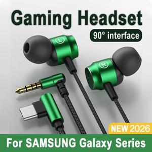 삼성 90용 °   잭 유선 게이밍 헤드셋 HiFi 서라운드 사운드 마이크 탑재 타입 C 3.5mm 음악 헤드폰 갤럭시 S25 24 아이폰 17용