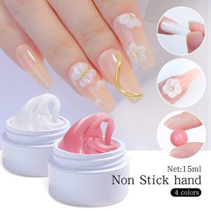 15ML 솔리드 비 스틱 핸드 익스텐션 젤 매니큐어-핑크/화이트/클리어 익스텐션 젤 Mnicure Carving Nail Art Emboss Hard Gel