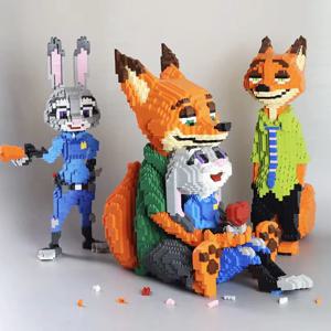 클래식 애니메이션 주디 닉 마이크로 빌딩 블록 만화 영화 Zootropolis 다이아몬드 블록 모델 폭스 토끼 장난감 성인 어린이 선물