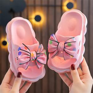 어린이 슬리퍼 봄 가을 소녀 패션 활 착용 미끄럼 방지 홈 슬리퍼 집 외부 두꺼운 바닥 비치 샌들 슬리퍼